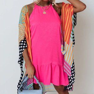 Boutique Hot Pink Dress with Matching Kimono